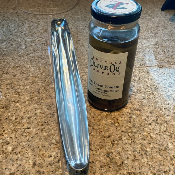 Silver Olive Appetizer Vessel Meant to Hold Round Objects on Charcuterie Platter - Picture 7 of 10